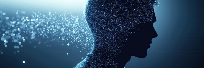 Leinwandbilder - High tech abstract particles forming a silhouette, symbolizing AI driven politics in a modern futuristic environment Generative AI