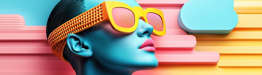 Wall Mural - Retro collage of mid-century advertisements fused with futuristic elements, bold typography, vintage color palette, playful and nostalgic, pop-art aesthetics
