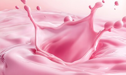 Poster - Dramatic Pink Liquid Splash Capturing Motion and Elegance for Effective Marketing : Generative AI