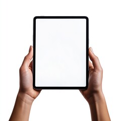 Fototapete - Close Up of Hands Holding Blank Tablet with Modern Look : Generative AI