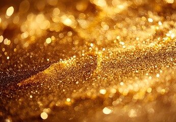 Fototapete - Sparkling golden glitter background creating a luxury and festive appearance : Generative AI