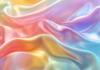 Poster - Vibrant and Colorful Silk Fabric Flowing in Soft Waves for Background or Design : Generative AI