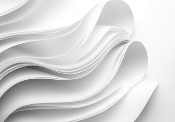 Poster - Close Up of Flowing White Paper Waves for Artistic Background and Texture : Generative AI