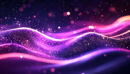 Poster - Vibrant abstract wave pattern with sparkling lights creating a dreamy atmosphere : Generative AI