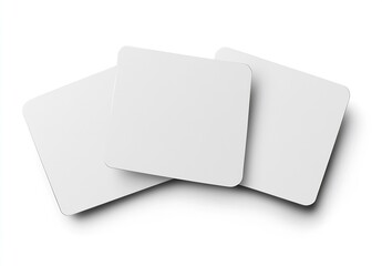 Fototapete - Three Plain White Square Cards on Bright Clean Surface for Display : Generative AI