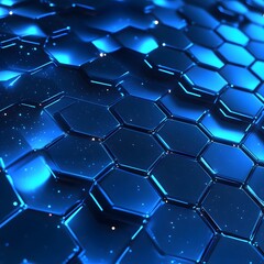 Wall Mural - A futuristic hexagonal weave with a seamless metallic mesh pattern in glowing blue hues
