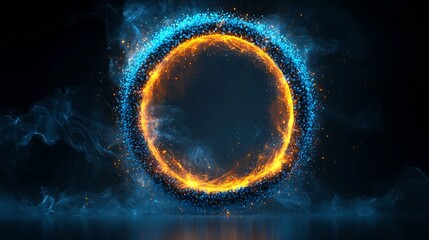 Aufkleber - Dynamic Circular Motion Effect with Blue and Orange Sparks for Creative Digital Artwork : Generative AI