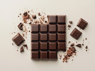 Aufkleber - Decadent Dark Chocolate Bar with Crumbled Pieces : Generative AI