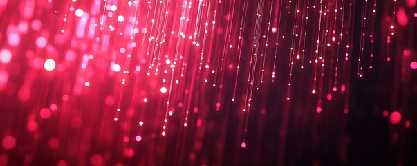 Poster - Vibrant Red and Pink Light Strings Falling Background Abstract Design : Generative AI