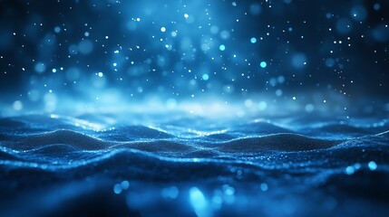 Fototapete - Mesmerizing Blue Water Waves with Sparkling Bokeh Effects Creating a Dreamy Atmosphere : Generative AI