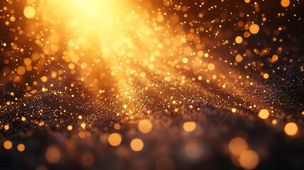 Poster - Golden Sparkling Background with Warm Lights and Soft Shimmering Effects : Generative AI