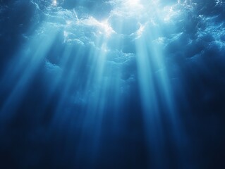 Poster - Underwater Scene with Sun Rays Penetrating Clear Water for Nature Visualization : Generative AI