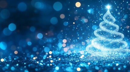 Fototapete - Enchanting Sparkling Christmas Tree with Blue Lights for Festive Holiday Celebrations : Generative AI
