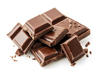 Aufkleber - Rich dark chocolate pieces stacked together showcasing texture and thickness : Generative AI