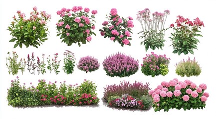 Poster - Colorful Floral Collection With Variety Of Blooming Flowers For Design Use : Generative AI