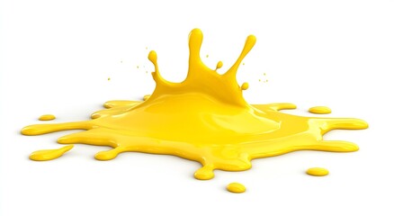 Fototapete - Vibrant Yellow Paint Splash on White Background for Art and Design Projects : Generative AI
