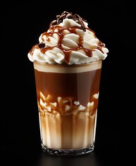 Aufkleber - Delicious Caramel Coffee Drink with Whipped Cream and Chocolate Toppings : Generative AI