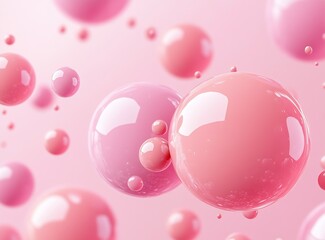 Poster - Vibrant Pink Spheres with Glossy Finish Set Against Soft Background for Visual Appeal : Generative AI