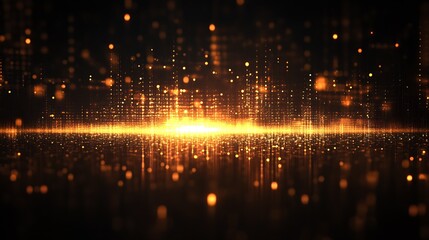 Poster - Futuristic Data Visualization with Dazzling Orange Particles and Light Effects : Generative AI