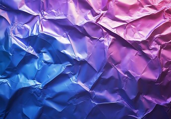 Poster - Textured crumpled paper background with vibrant gradient colors in pink and blue tones : Generative AI