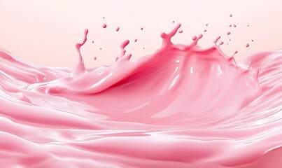 Poster - Captivating Pink Splash with Dynamic Waves of Liquid for Stunning Visuals : Generative AI