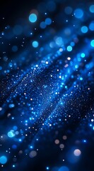 Fototapete - Dynamic Blue Light Wave Background with Shiny Particles and Bright Highlights : Generative AI