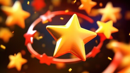 Canvas Print - bright yellow stars with colorful background for creative projects
