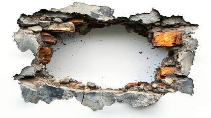 Poster - Rustic Open Wall with Crumbling Concrete and Exposed Brick Provides Unique Textural Background : Generative AI