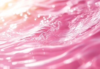Poster - Gentle Waves of Pink Water with a Shimmering Surface Reflecting Soft Light : Generative AI
