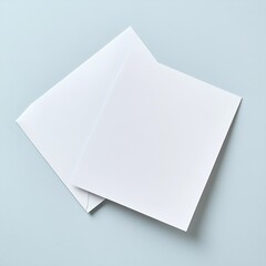 Leinwandbilder - Two Blank White A4 Sheets of Paper on Soft Blue Background : Generative AI