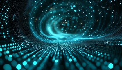 Leinwandbilder - Futuristic Abstract Swirling Digital Particles and Bright Light Effects : Generative AI