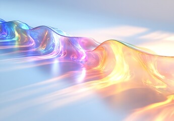 Poster - Colorful Fluid Waves with a Soft Glow Creating a Dreamy and Artistic Atmosphere : Generative AI