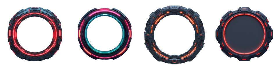 Wall Mural - futuristic and colorful circular rings abstract technology design innovative and cutting edge digita
