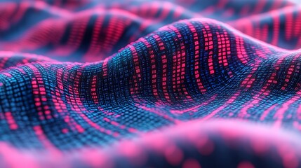 Abstract digital landscape with glowing binary code pattern design