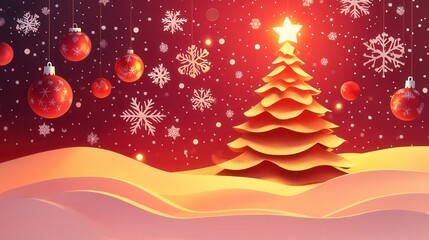 Aufkleber - Warm and cozy holiday spirit with festive ornaments and a glowing Christmas tree Generative AI