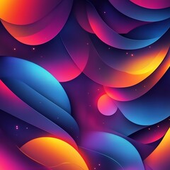 Poster - Bold and vibrant abstract geometric pattern with 3D shapes and gradients, dynamic angles, illuminated by soft neon lights, futuristic design