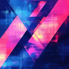 Leinwandbilder - Colorful abstract geometric background with triangular patterns, neon blue and pink hues, intricate shapes, highcontrast design for a futuristic aesthetic