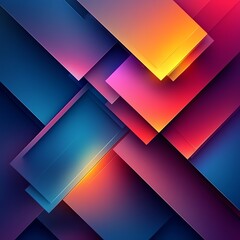 Poster - Geometric abstract background with vibrant colors and interlocking shapes, neon gradients blending into sharp edges, creating a modern and energetic visual
