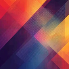 Poster - Geometric abstract background with intersecting lines, angular shapes, and a gradient of bold colors, creating a sharp, energetic composition