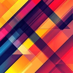 Poster - Geometric abstract background with intersecting lines, angular shapes, and a gradient of bold colors, creating a sharp, energetic composition