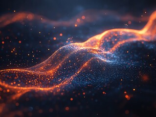 Poster - Neural connections in the brain visualized with glowing light trails, intricate web of digital neurons, futuristic and hightech aesthetic