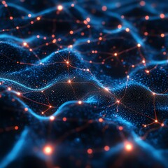Aufkleber - Neural pathways concept with glowing connections, intricate web of electric light trails, abstract visualization of complex brain functions