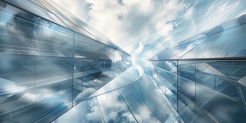 Canvas Print - modern glass facades of skyscrapers