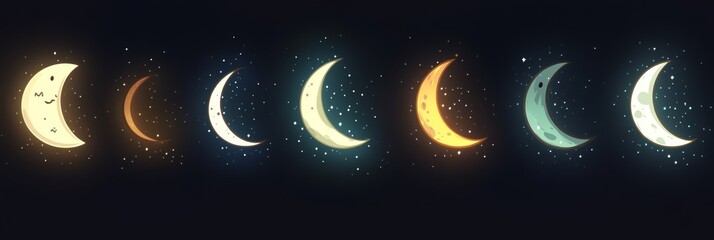 Wall Mural - moonlit phases - mesmerizing views of the moon's phases against a dark night sky, showcasing the pro