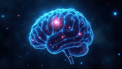 Wall Mural - Digital brain structures, A digital brain structure in a cosmic void glowing circuits and neural pathways form galaxies vibrant energy with cybern