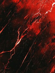 Leinwandbilder - Explosive display of chaotic energy in red and black tones with sharp lightning strikes enhances the feeling of anger Generative AI