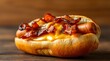 © Rifki Fachrudin - Hot Dog with Cheese and Bacon on Wooden Table Ready to Eat