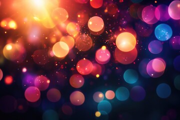 Wall Mural - Abstract bokeh background with vibrant, colorful lights and sparkles, perfect for festive celebrations.