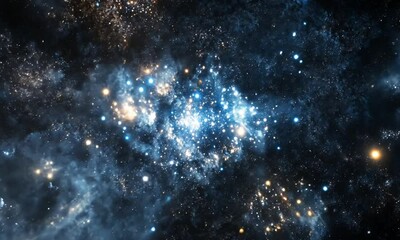 Wall Mural - A Cinematic Journey Through the Small Magellanic Clouds Highlighting Starry Regions and Dark Nebulae 