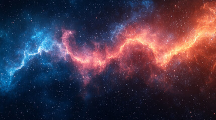 a vivid space illustration of a cosmic nebula with radiant colors and a starry galaxy background sym